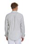 Gray Comfort Fit Striped Button Collar Cotton-Linen Long Sleeve Shirt - 5