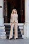 Women's Silky Textured Modal High Waist Side Pockets Loose Wide Leg Relaxed Palazzo Pants with Elastic Back-Camel