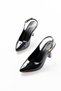 719 Black Patent Leather Pointed Toe Buckle Detailed Heeled Women's Shoes - 3