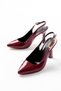 719 Burgundy Patent Leather Pointed Toe Buckle Detailed Heeled Women's Shoes - 3