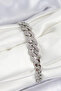 Brass Zircon Stone Cuban Chain Model Silver Color Women's Bracelet