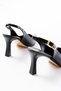 719 Black Patent Leather Pointed Toe Buckle Detailed Heeled Women's Shoes - 5