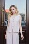 Women's Lycra-Free Silky Modal Soft Textured Fabric Flato Pocket Buttoned Vest-Powder - 2