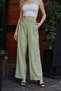 Women's Silky Modal Fabric High Waist Elastic Waist Epaulets Side Pockets Wide Leg Palazzo Pants-Fat Y - 7