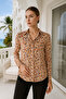 Women's Patterned Slim Fit Hidden Button Detailed Colorful Trend Shirt - 2