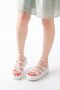 861-1222 White Buckle Ankle Strap Wedge Women's Sandals