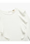 Crew Neck Ruffle Detail Long Sleeve Blouse - 3