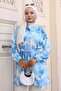 Patterned Hijab Shirt Blue 700 - 4