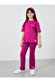 Slogan Print Oversized T-Shirt and Flared Leggings Set - 2