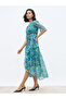 All-Over Floral Print Ruffle Trim Chiffon A-Line Maxi Dress - 3