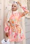 Patterned Hijab Shirt Salmon 701 - 4