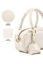 Crinkle Textured Cream Shk207 Faux Leather Charm Detailed Zippered Adjustable Strap Hand, Arm and Shoulder Bag - 4