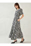 Abstract Print Short Sleeve Tiered Maxi Dress - 3