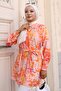 Patterned Hijab Shirt Orange 700 - 4