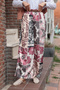 Women's Printed Satin Trousers Burgundy