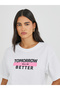 Slogan Print Oversized Round Neck T-Shirt - 3