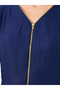 V Neck Midi Dress with Zip Closure - 4