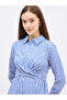Striped Collared Long Sleeve Midi Dress - 4