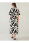 Abstract Print Collared Shirt Midi Dress with Belt Detail - 2