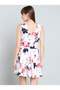 White Floral Print Sleeveless Fit and Flare Mini Dress - 5