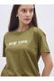 Khaki Slogan Print Boxy T-Shirt and Wide Leg Joggers Co-Ords - 4