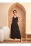 Women Black Embellished Round Neck Abaya Dress - 8
