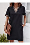Women's short-sleeved v-neck leopard print detailed modal dress - 5
