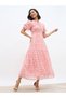 All-Over Floral Print Balloon Sleeves A-Line Maxi Dress with Ruched Detail - 7