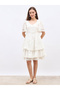 Schiffli Trim Layered Knee-Length Dress - 2