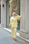 Women's Front Tie Stone Detail Double Suit Yellow - 3