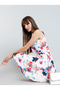 White Floral Print Sleeveless Fit and Flare Mini Dress