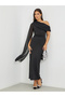Solid One Cape Sleeve Bodycon Maxi Dress