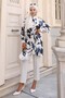 Patterned Hijab Shirt Navy Blue 701 - 3