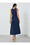 Solid Sleeveless Buttoned Midi Dress - 4