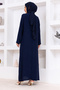 Simple Daily Pocket Button Full Length Ferace Navy Blue - 4