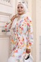 Patterned Hijab Shirt Red 704 - 4