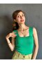 Green Lycra Knitwear Women's Bady S/M