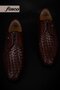 Brown Genuine Leather Special Production Braided Classic Shoes - 5