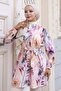 Patterned Hijab Shirt Beige 704 - 4
