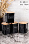 4Pcs 900ml Black Acrylic Tea Sugar Coffee Salt Storage Container with Label Storage Box with Wooden Vacuum Lid - 4