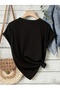 Reverse Face Sadness Printed Black and White Color Basic Crew Neck T-Shirt - 4