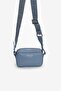 Women's Leather Single Zipper Closure Strap Brand Text Patterned Blue-Grey Shoulder Bag Ew 000537   Af12036-M8128