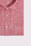 Men's Oversized Large Size Long Sleeve Striped Linen Effect Sports Collar Red Shirt - 3