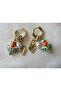 Tulip and Pearl Charmlı Hoop Earrings - 4