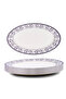 Callista 14.2 inch Hand-Glazed Ceramic Oval Platter (Purple & White Set Of 6)