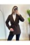 Women's Brown Waist Tie Blazer Jacket