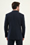 Striped Slim Fit Wide Collar Double Breasted Men's Suit Navy Blue - 45403.25Y - 5