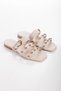 Women's Troc and Buckle Detailed Slippers 6330 Beige - 4