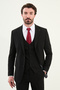 Straight Slim Fit Mono Collar Classic Men's Suit Black - 45395.25Y - 4