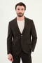 Straight Slim Fit Mono Collar Men's Suit Dark Brown - 45384.25Y
